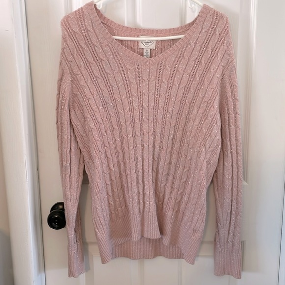 St. John’s bay pink sparkly sweater - Picture 1 of 2